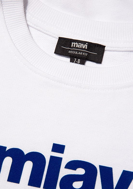 MAVİ Beyaz Erkek Çocuk Bisiklet Yaka Sweatshirt