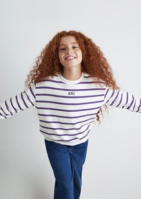 MAVİ Beyaz Kız Çocuk Bisiklet Yaka Sweatshirt