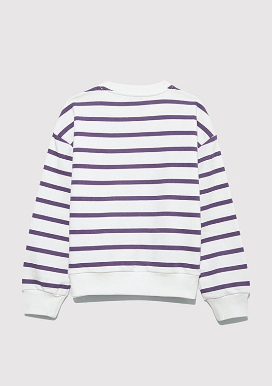 MAVİ Beyaz Kız Çocuk Bisiklet Yaka Sweatshirt