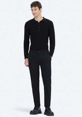 KİP Siyah Erkek Beli Lastikli Pantolon