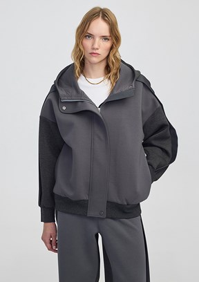 İPEKYOL Antrasit Kadın Kapüşonlu Sweat Shirt
