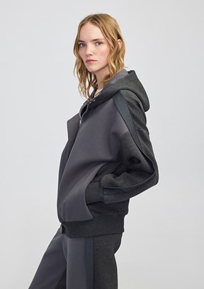 İPEKYOL Antrasit Kadın Kapüşonlu Sweat Shirt