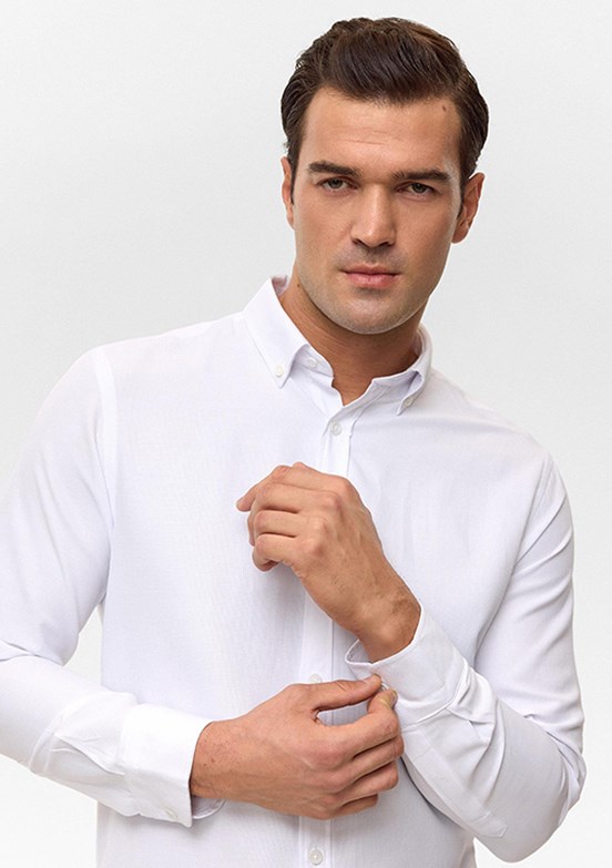 SÜVARİ - GM2025500482 Erkek Beyaz Slim Gömlek
