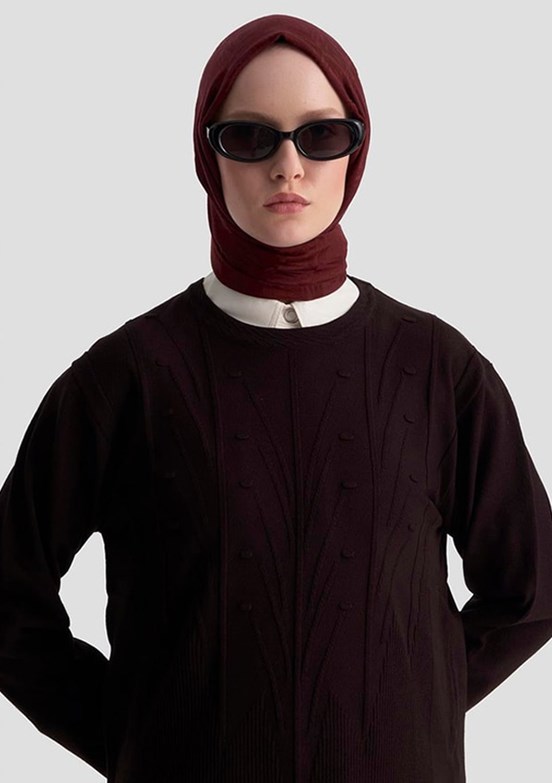 ARMİNE Siyah Kadın Desenli Kazak