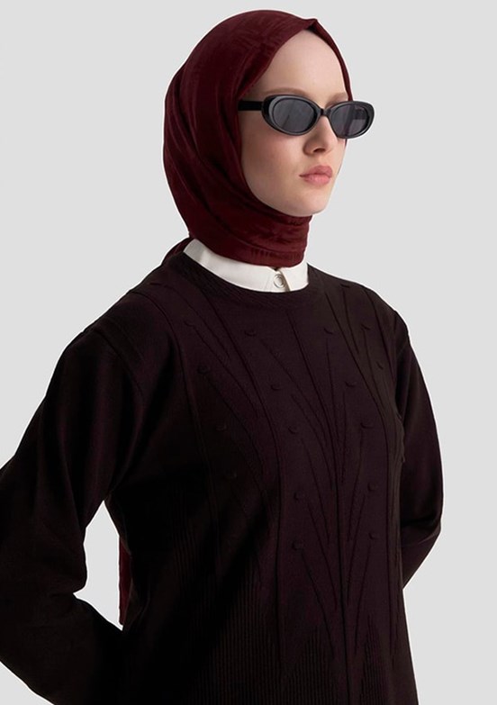 ARMİNE Siyah Kadın Desenli Kazak