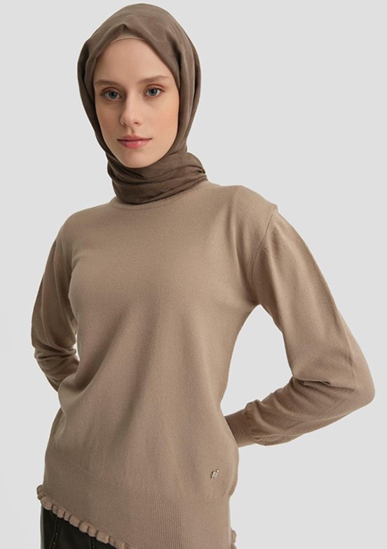 ARMİNE Bej Kadın Desenli Kazak