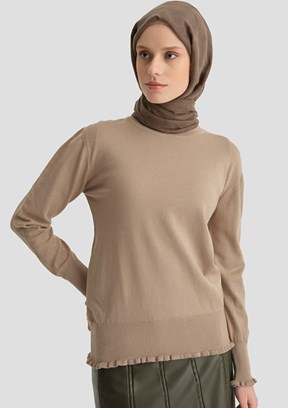 ARMİNE Bej Kadın Desenli Kazak