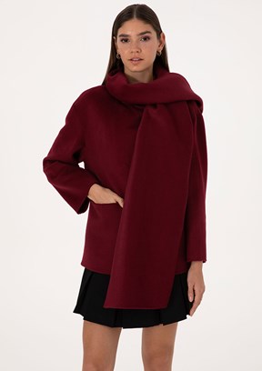PİERRE CARDİN Bordo Kadın Comfort Kaban