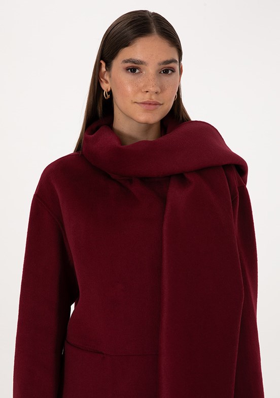 PİERRE CARDİN Bordo Kadın Comfort Kaban