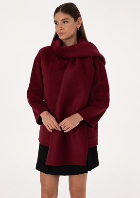 PİERRE CARDİN Bordo Kadın Comfort Kaban