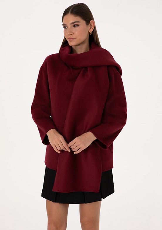 PİERRE CARDİN Bordo Kadın Comfort Kaban