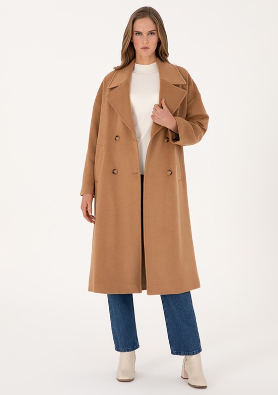 PİERRE CARDİN Kahverengi Kadın Comfort Kaban