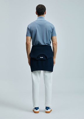 LUFİAN Gri Erkek Polo Yaka T-Shirt