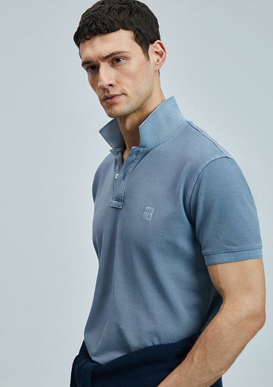 LUFİAN Gri Erkek Polo Yaka T-Shirt