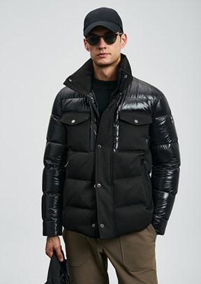 LUFIAN Siyah Erkek Basic Mont