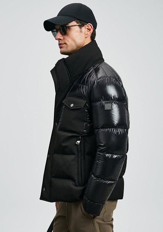 LUFIAN Siyah Erkek Basic Mont