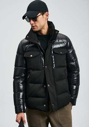 LUFIAN Siyah Erkek Basic Mont