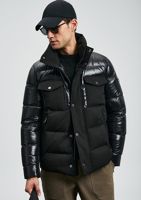 LUFIAN Siyah Erkek Basic Mont