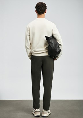 LUFİAN Ekru Erkek Bisiklet Yaka Sweatshirt