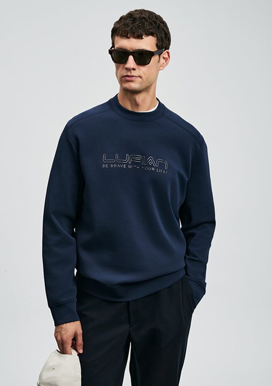 LUFIAN Lacivert Erkek Baskılı Sweatshirt