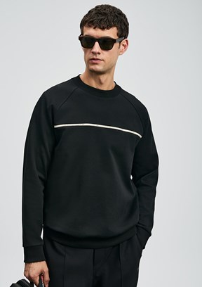 LUFİAN Siyah Bisiklet Yaka Sweatshirt