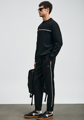 LUFİAN Siyah Bisiklet Yaka Sweatshirt