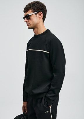 LUFİAN Siyah Bisiklet Yaka Sweatshirt