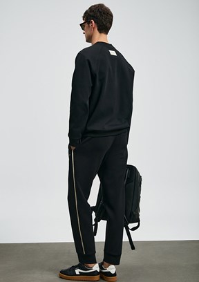 LUFİAN Siyah Bisiklet Yaka Sweatshirt