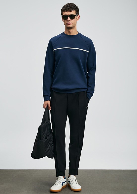 LUFİAN Lacivert Erkek Baskılı Sweat Shirt