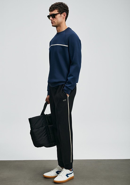 LUFİAN Lacivert Erkek Baskılı Sweat Shirt