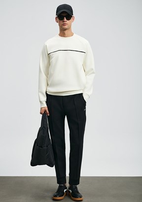 LUFİAN Kırık Beyaz Bisiklet Yaka Sweatshirt