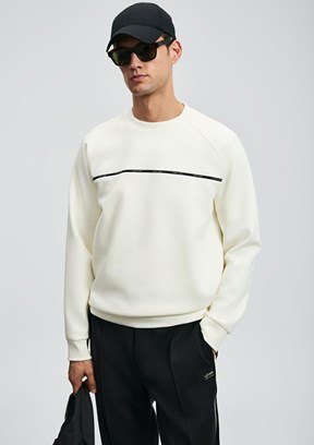 LUFİAN Kırık Beyaz Bisiklet Yaka Sweatshirt