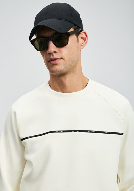 LUFİAN Kırık Beyaz Bisiklet Yaka Sweatshirt