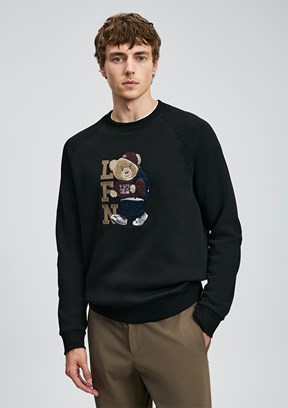 LUFİAN Siyah Erkek Baskılı Sweatshirt
