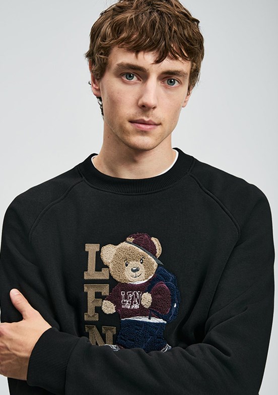 LUFİAN Siyah Erkek Baskılı Sweatshirt