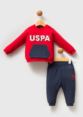 US POLO ASSN Kırmızı Erkek Bebek Eşofman Takımı