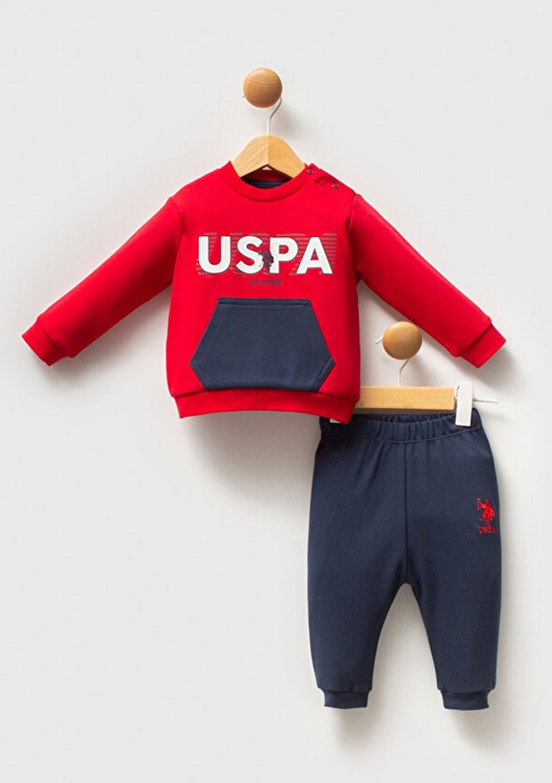 US POLO ASSN Kırmızı Erkek Bebek Eşofman Takımı