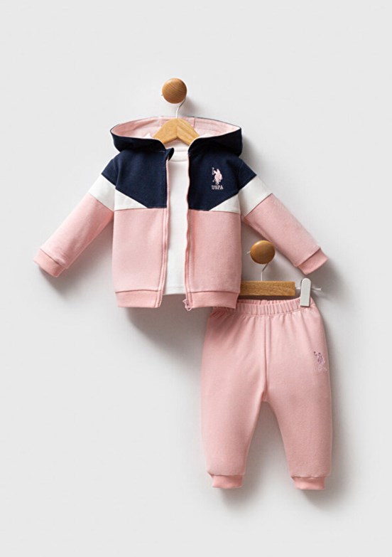 US POLO ASSN Pembe Kız Bebek Eşofman Takımı