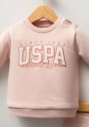 US POLO ASSN Pembe Kız Bebek Eşofman Takımı