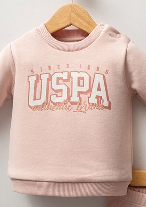 US POLO ASSN Pembe Kız Bebek Eşofman Takımı