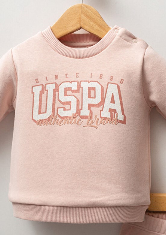 US POLO ASSN Pembe Kız Bebek Eşofman Takımı