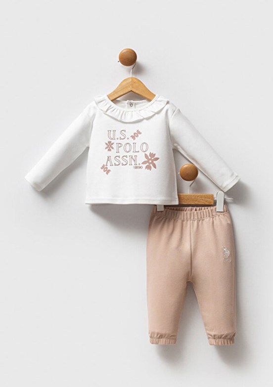 US POLO ASSN Beyaz Kız Bebek Eşofman Takımı