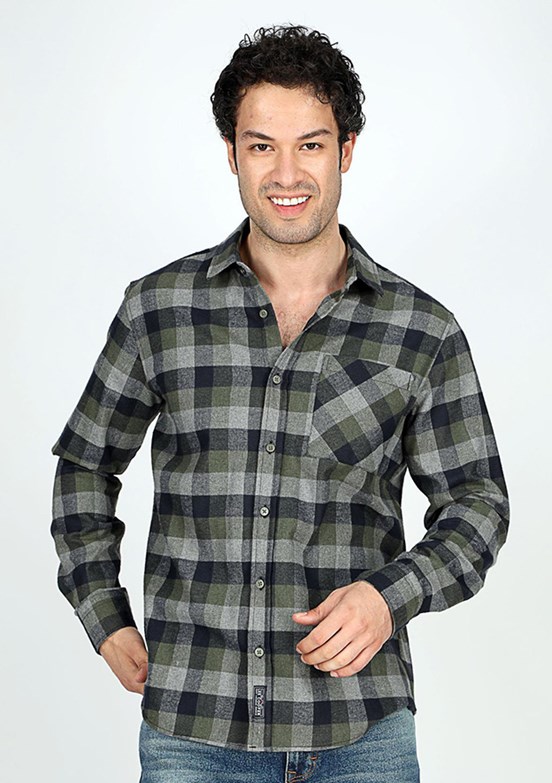 LEE COOPER Haki Erkek Uzun Kol Gömlek