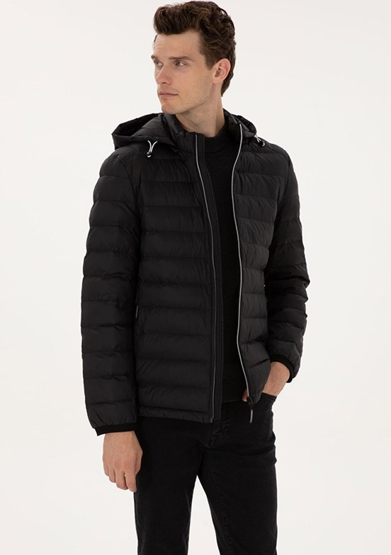 PİERRE CARDİN Siyah Erkek Basic Mont