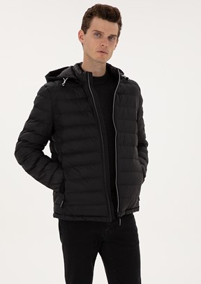 PİERRE CARDİN - Erkek Siyah Basic Mont