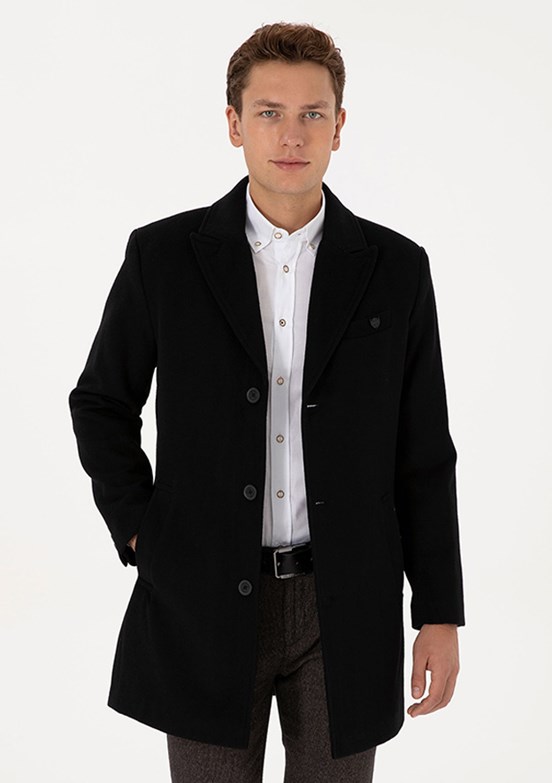 US POLO ASSN Siyah Erkek Kaşe Kaban