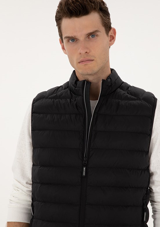 PİERRE CARDİN Siyah Erkek Basic Yelek