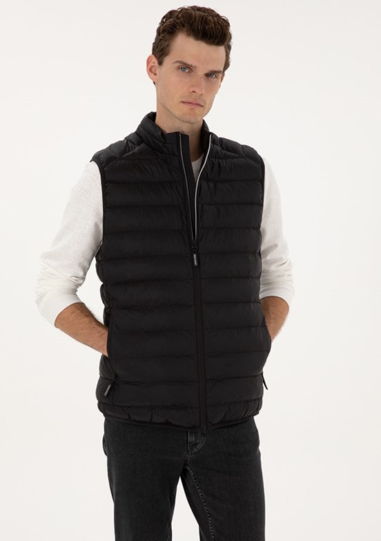 PİERRE CARDİN Siyah Erkek Basic Yelek