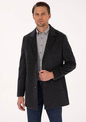 PİERRE CARDİN Antrasit Erkek Ultra Slim Kaban