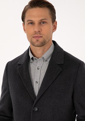 PİERRE CARDİN Antrasit Erkek Ultra Slim Kaban